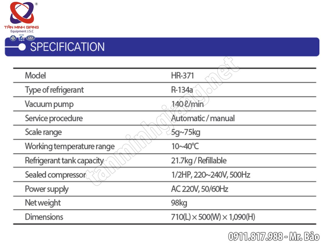 Máy nạp gas lạnh tự động Hàn Quốc HESHBON HR-371