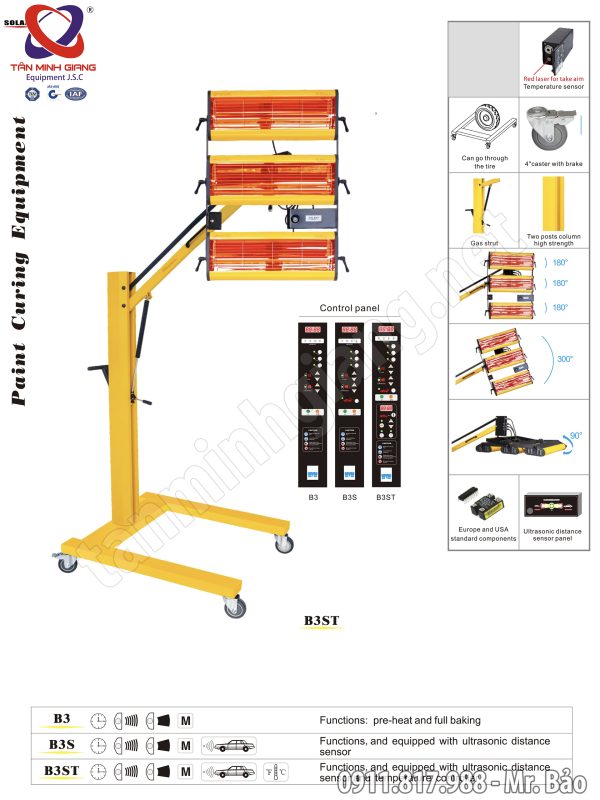 ĐÈN SẤY SƠN HỒNG NGOẠI SOLARY B3 - 3 BÓNG