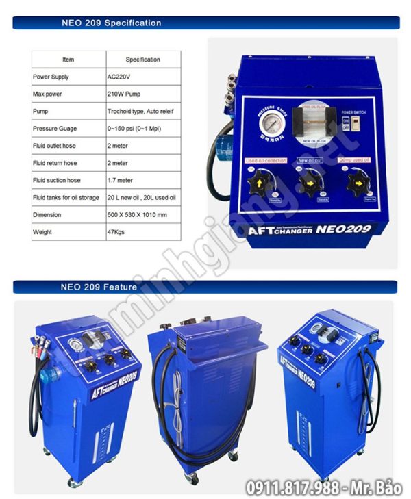 Máy thay nhớt hộp số tự động Hàn Quốc - Neomotec NEO209