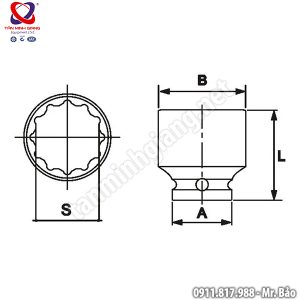 Đầu tuýp lục giác 3/4 inch đen JTC-645227 - 27 28 30 32 mm