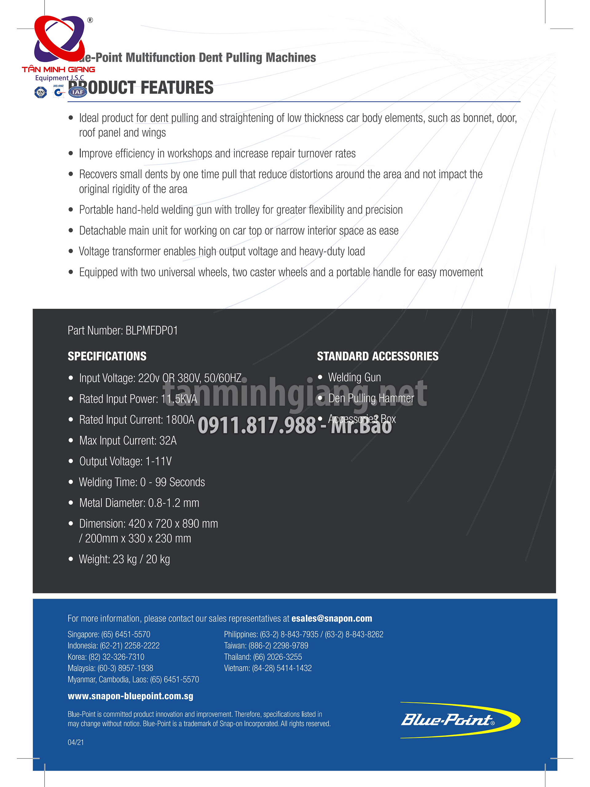 thong-so-may-han-rut-ton-bluepoint-snap-on-BLPMFDP01 Máy hàn rút tôn Bluepoint - Snap-on BLPMFDP01