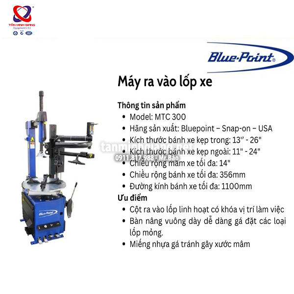 Máy ra vào lốp có trợ lực Bluepoint - Snap-on MTC 300 (PN: EEWHBP743AC1)