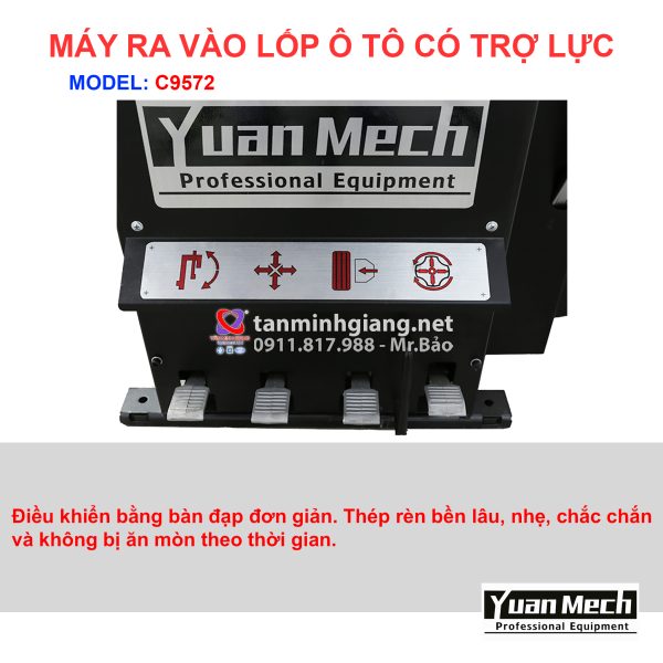 Chi tiết nổi bật máy ra vào lốp yuanmech c9572 có tay phụ runflat
