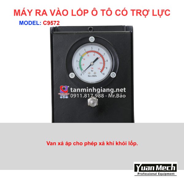 Chi tiết nổi bật máy ra vào lốp yuanmech c9572 có tay phụ runflat