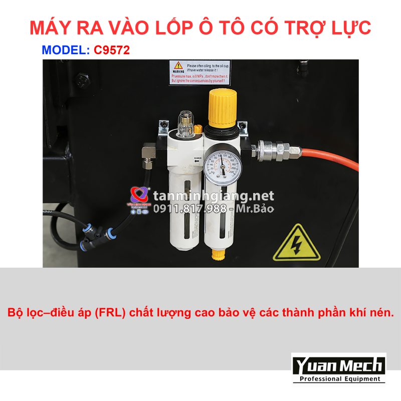 Chi tiết nổi bật máy ra vào lốp yuanmech c9572 có tay phụ runflat