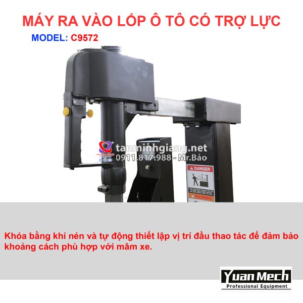 Chi tiết nổi bật máy ra vào lốp yuanmech c9572 có tay phụ runflat