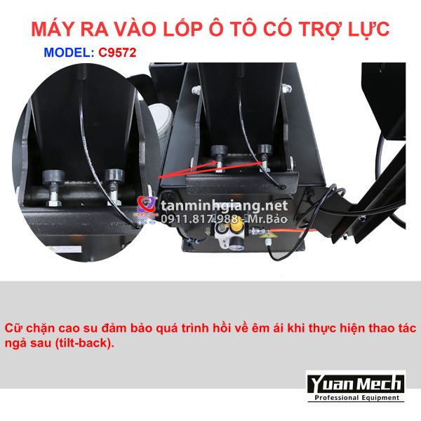 Chi tiết nổi bật máy ra vào lốp yuanmech c9572 có tay phụ runflat